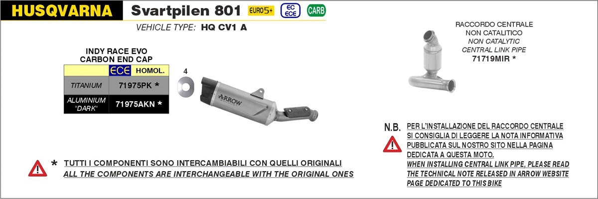 ARROW Indy-Race Aluminium schwarz Husqvarna Svartpilen 801 24-