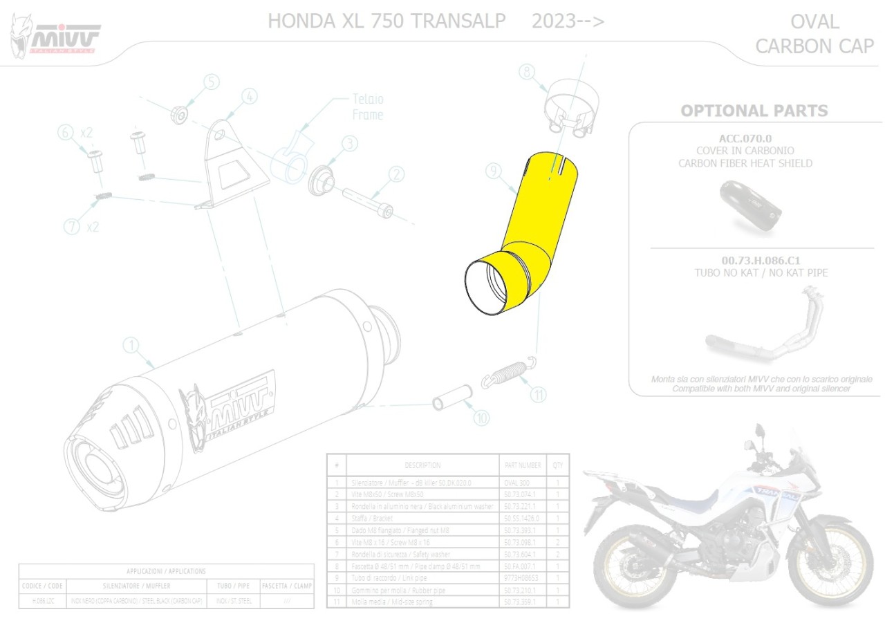 9773H086S3-MIVV Verbindungsrohr Honda XL 750 Transalp 23-